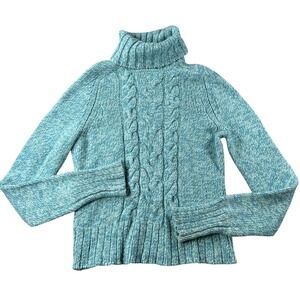Express Sweater Womens L Turtleneck Cable Knit Wool Cashmere Blend Skiing Winter